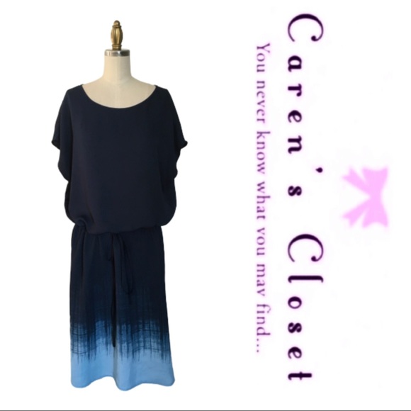 Hailston Blue Ombré Drawstring Cap Sleeve Dress - Picture 4 of 6